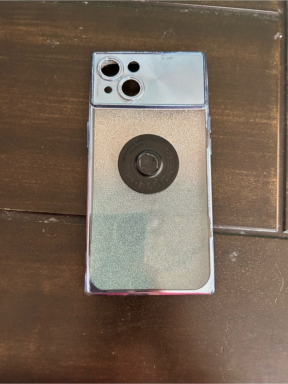 Clear Glitter Phone Case with Black PopSocket - for iPhone 14